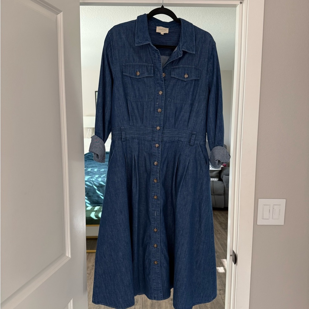 Sézane Gwen Denim Button-Down Dress